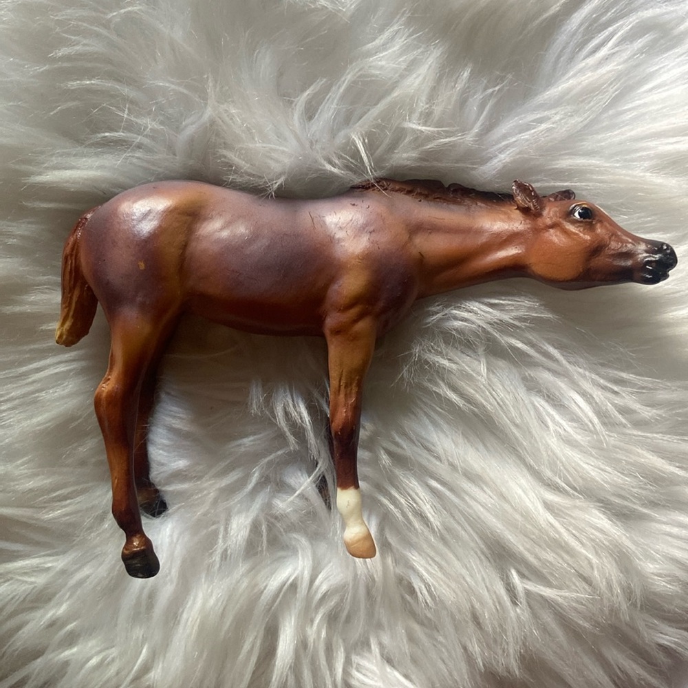 Vintage 1970 Breyer Horse Suckling Foal Chestnut No U.S.A. Round Stamp Mold 166